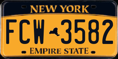 NY license plate FCW3582