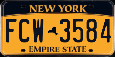 NY license plate FCW3584