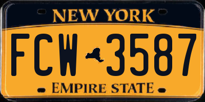 NY license plate FCW3587