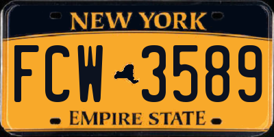 NY license plate FCW3589