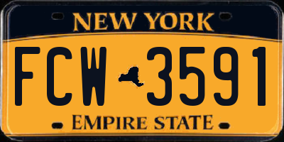 NY license plate FCW3591