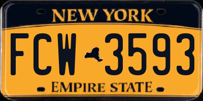 NY license plate FCW3593