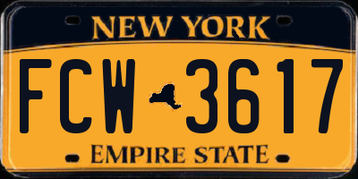 NY license plate FCW3617