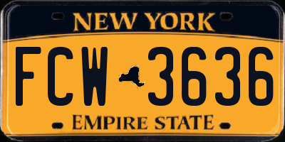 NY license plate FCW3636