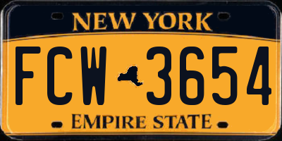 NY license plate FCW3654
