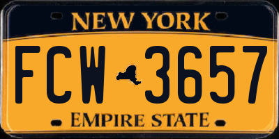 NY license plate FCW3657