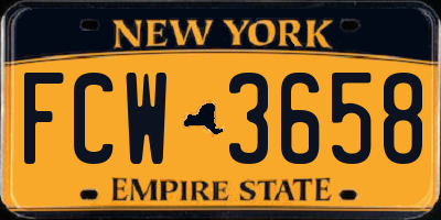 NY license plate FCW3658
