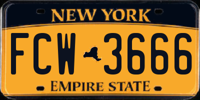 NY license plate FCW3666