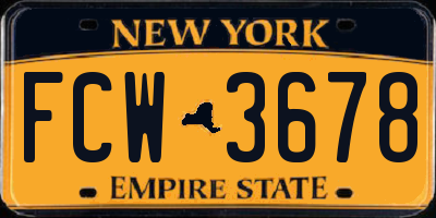 NY license plate FCW3678