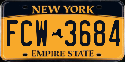 NY license plate FCW3684