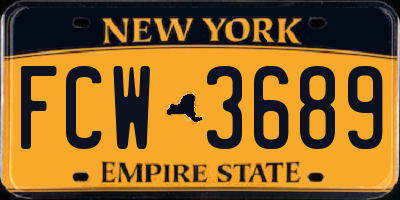 NY license plate FCW3689