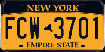 NY license plate FCW3701