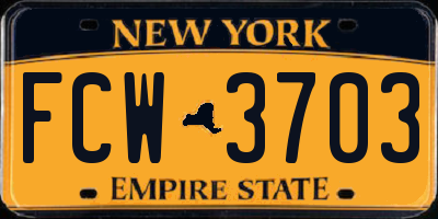 NY license plate FCW3703