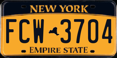 NY license plate FCW3704