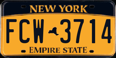 NY license plate FCW3714