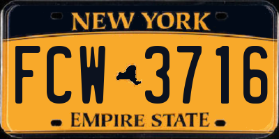 NY license plate FCW3716