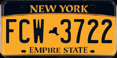 NY license plate FCW3722