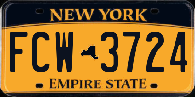 NY license plate FCW3724