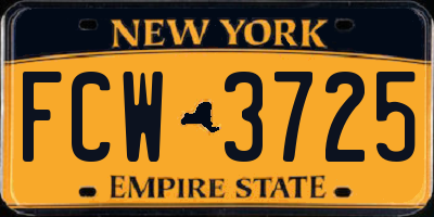 NY license plate FCW3725