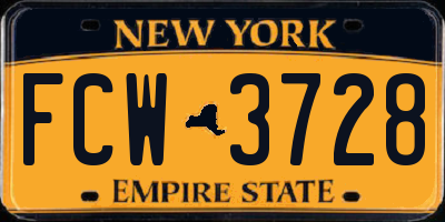 NY license plate FCW3728