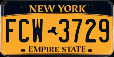 NY license plate FCW3729