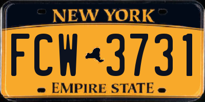 NY license plate FCW3731