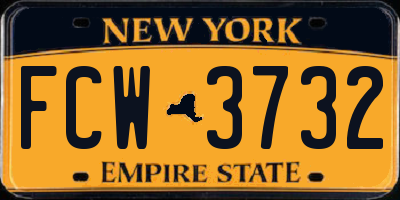 NY license plate FCW3732