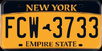 NY license plate FCW3733