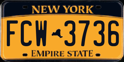 NY license plate FCW3736