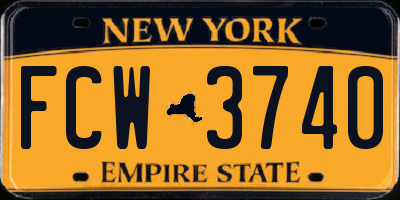 NY license plate FCW3740