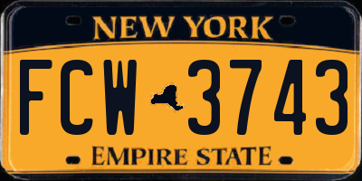 NY license plate FCW3743