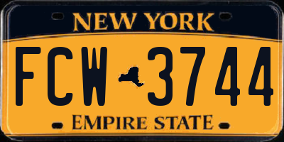 NY license plate FCW3744