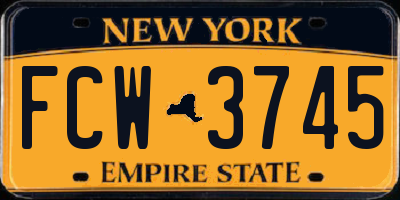 NY license plate FCW3745