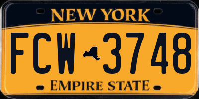 NY license plate FCW3748