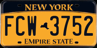 NY license plate FCW3752