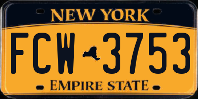 NY license plate FCW3753