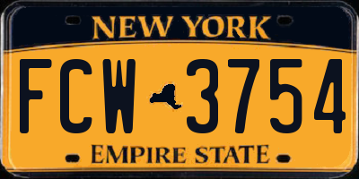 NY license plate FCW3754