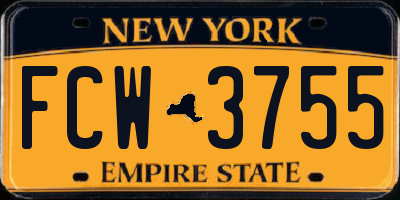 NY license plate FCW3755