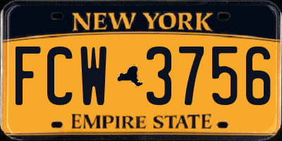 NY license plate FCW3756
