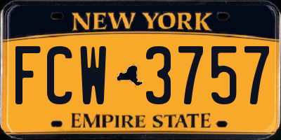 NY license plate FCW3757
