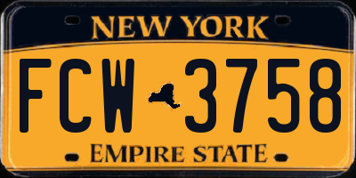 NY license plate FCW3758
