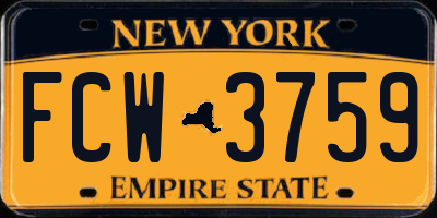 NY license plate FCW3759