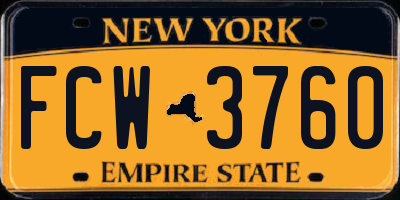 NY license plate FCW3760