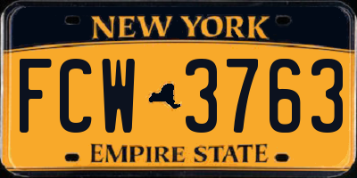 NY license plate FCW3763