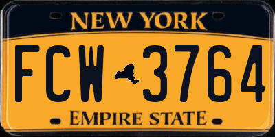 NY license plate FCW3764