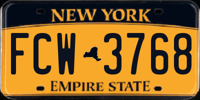 NY license plate FCW3768