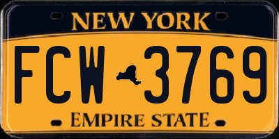 NY license plate FCW3769