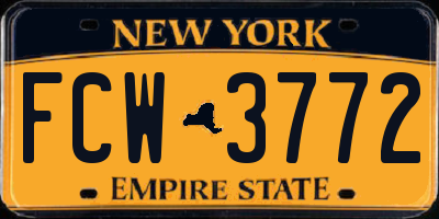 NY license plate FCW3772