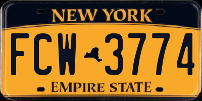 NY license plate FCW3774