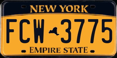 NY license plate FCW3775